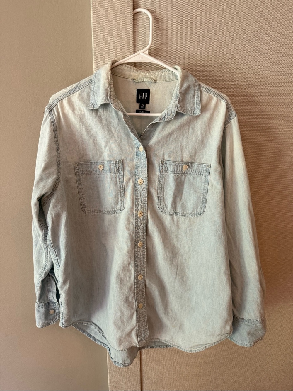 GAP Light Blue Denim Button-Up Womens Big Shirt